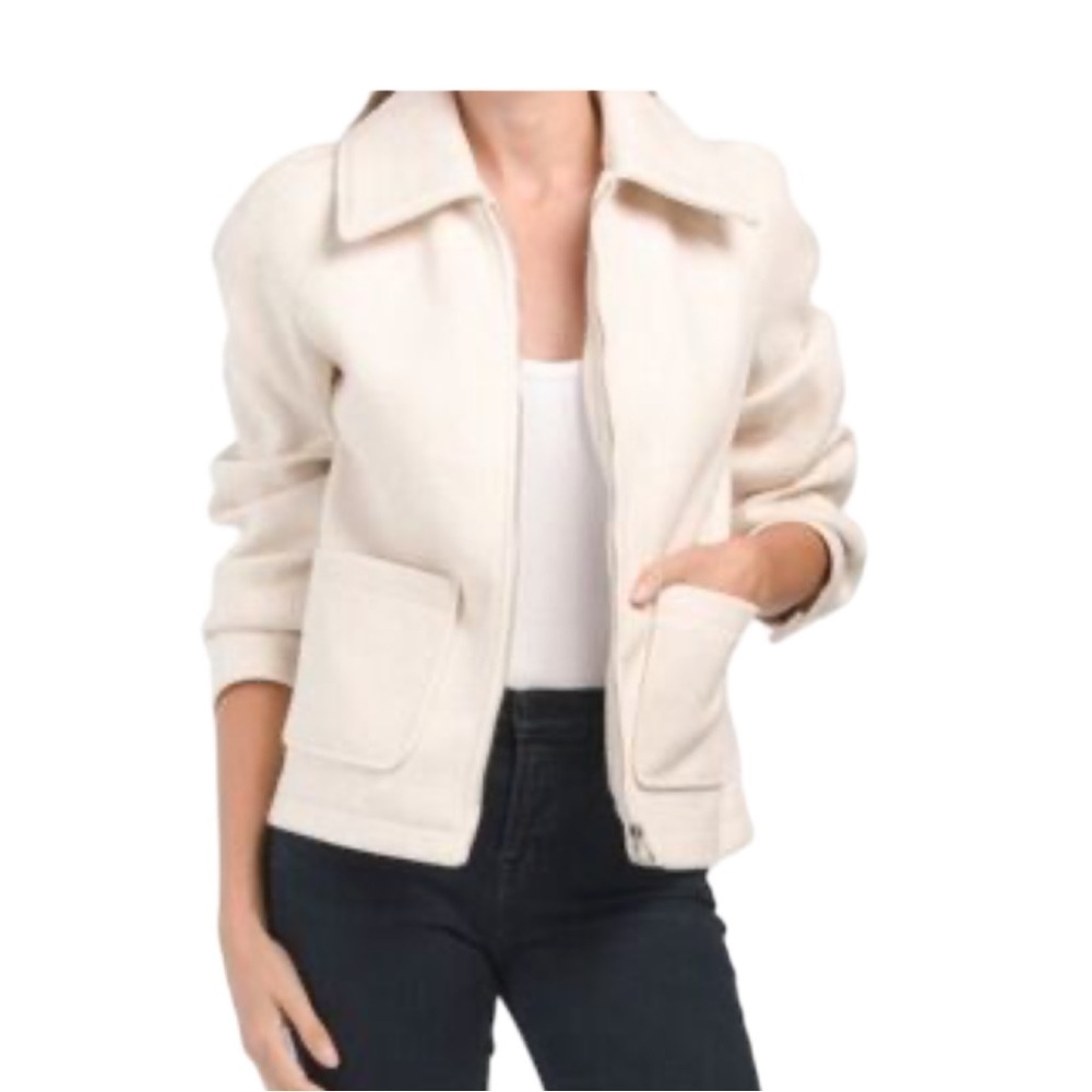 Bagatelle Ivory Cropped Zip Front Jacket NWT Size S